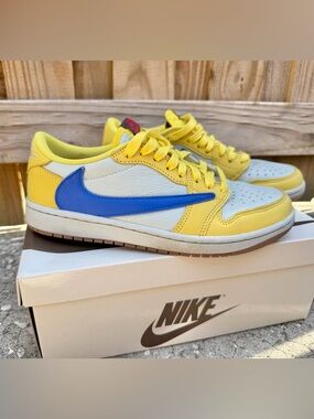 Nike Yellow and Blue Low-Top Sneakers with White Base